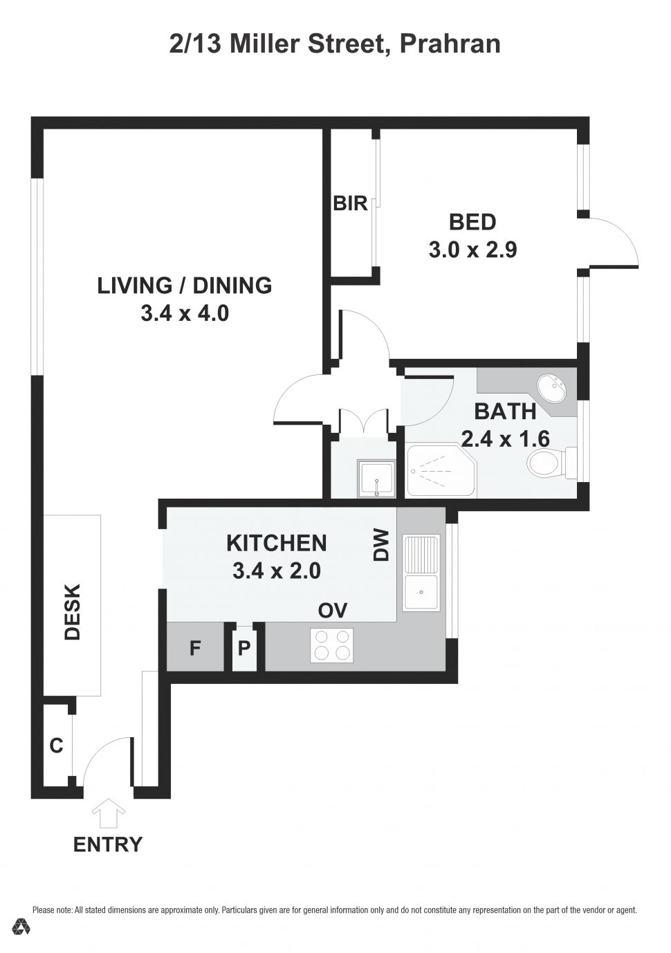 1 Bedroom Unit For Rent 2/13 Miller Street Prahran VIC Little Real